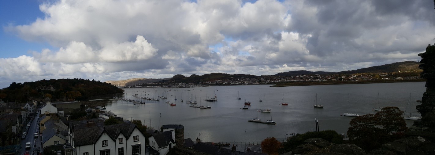 Abbildung 3: Ausblick vom Conwy Castel über die Stadt Conwy, Wales 