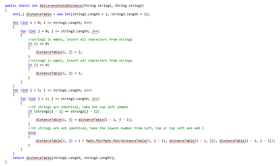 Levenshtein-Distanz in C#