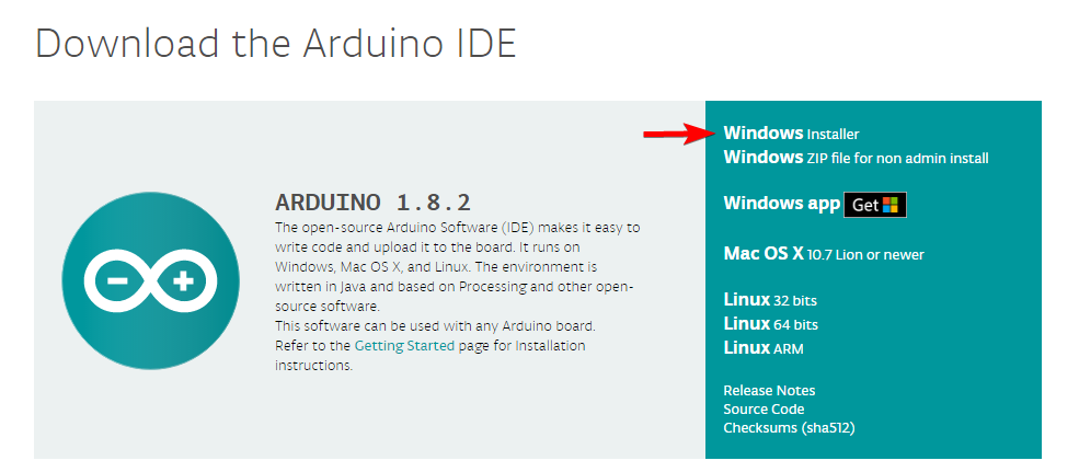 Abb. 1 - Download der Arduino IDE - Quelle: Hochschule Schmalkalden / Fakultät Informatik