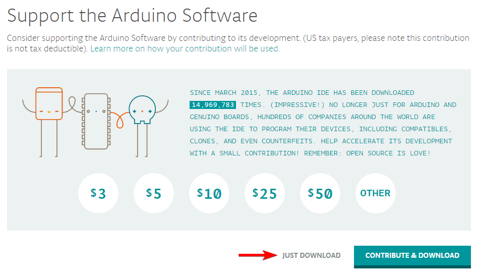 Abb. 2 - Download der Arduino IDE / 2 - Quelle: Hochschule Schmalkalden / Fakultät Informatik