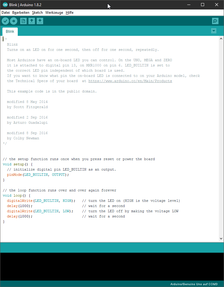 Abb. 5 - Die Arduino IDE - Quelle: Hochschule Schmalkalden / Fakultät Informatik