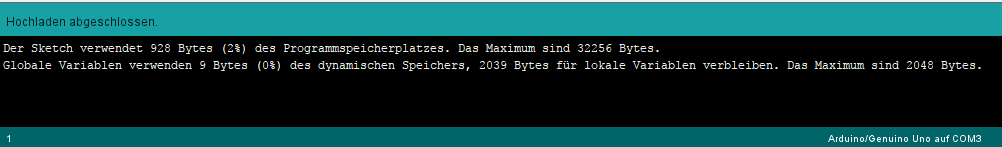 Abb. 8 - Ausgabe der Arduino IDE - Quelle: Hochschule Schmalkalden / Fakultät Informatik